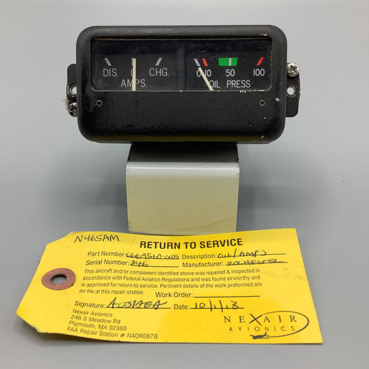 Cessna Oil Pressure/Amp Gauge - Part Number: C669560-0105