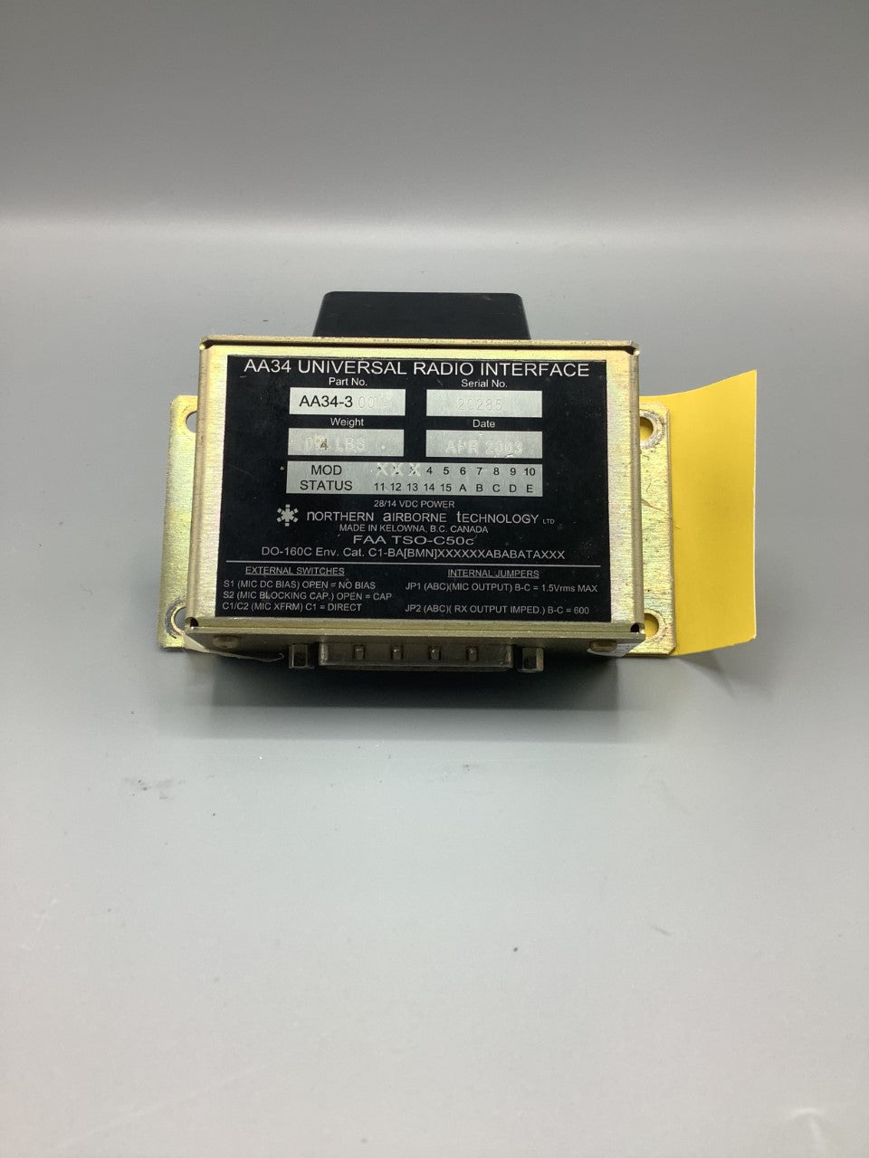 Northern Airborne Technology AA34 Universal Radio Interface - PN: AA34-300