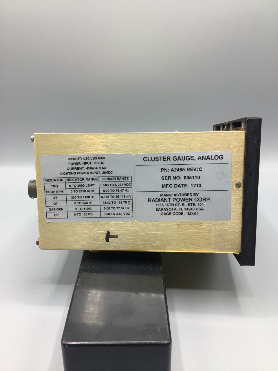 Radiant Power Gauge Cluster Analog - Part Number: A2465
